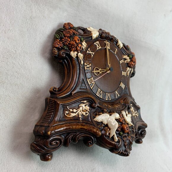 Arnel’s Vintage Hand Painted Wood-Look Ceramic Mantel Victorian Clock 10”H - Picture 2 of 16
